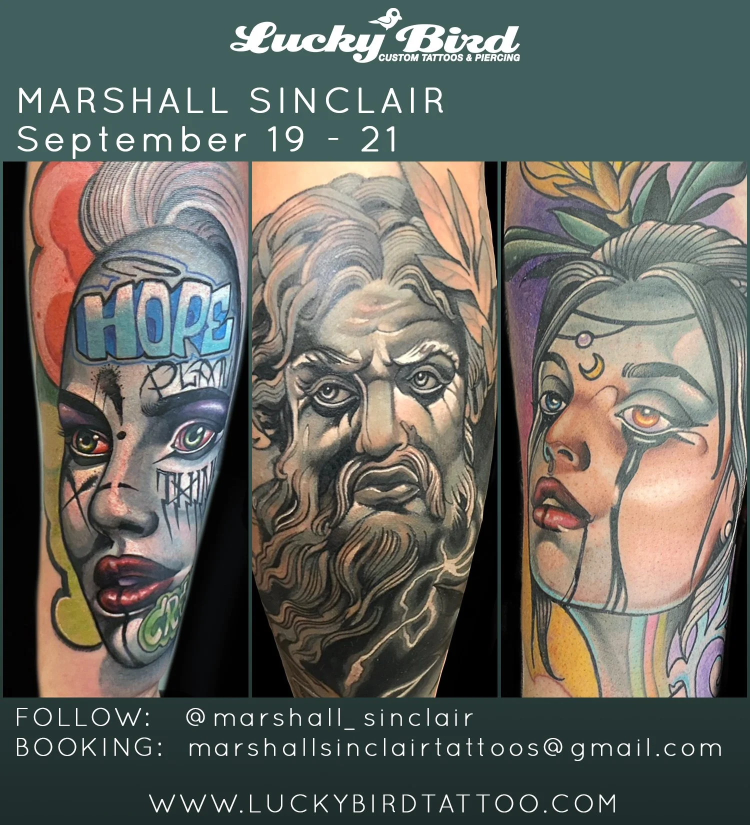 Marshall Sinclair, guest artist — Lucky Bird Tattoo